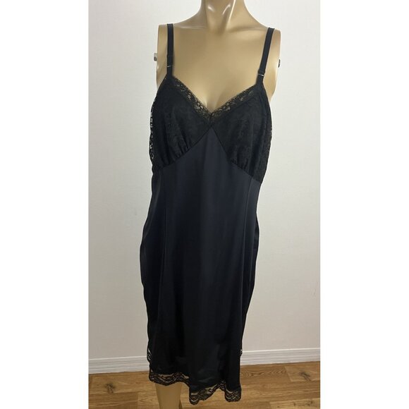 Vintage Penney's Adonna Women's 40 Full Slip Dress Nylon Black - Picture 1 of 9